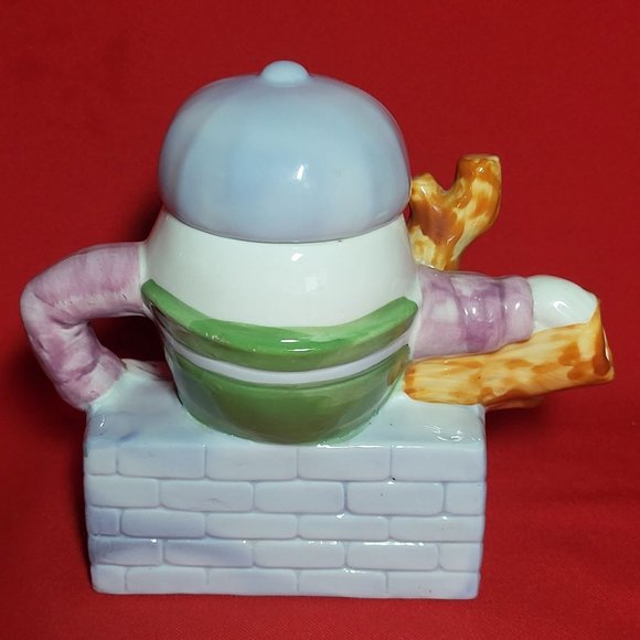Vintage Feitx Humpty Dumpty Sitting On  Wall Decorative Porcelain Teapot - Picture 2 of 16